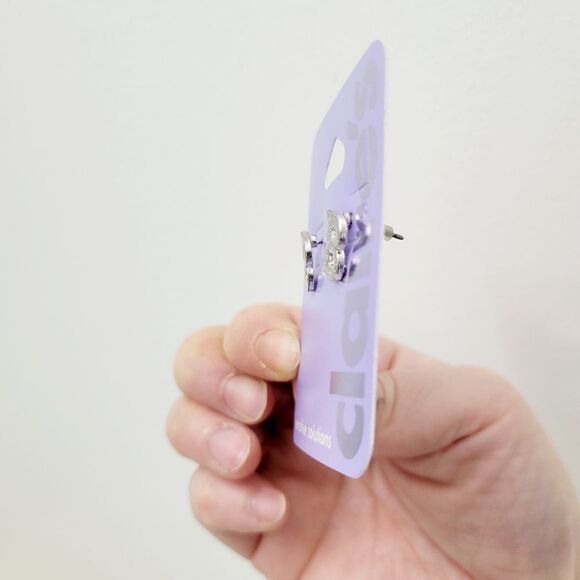 Brand New Claire's Silver Bling Letter "B" Earrings - Picture 4 of 5